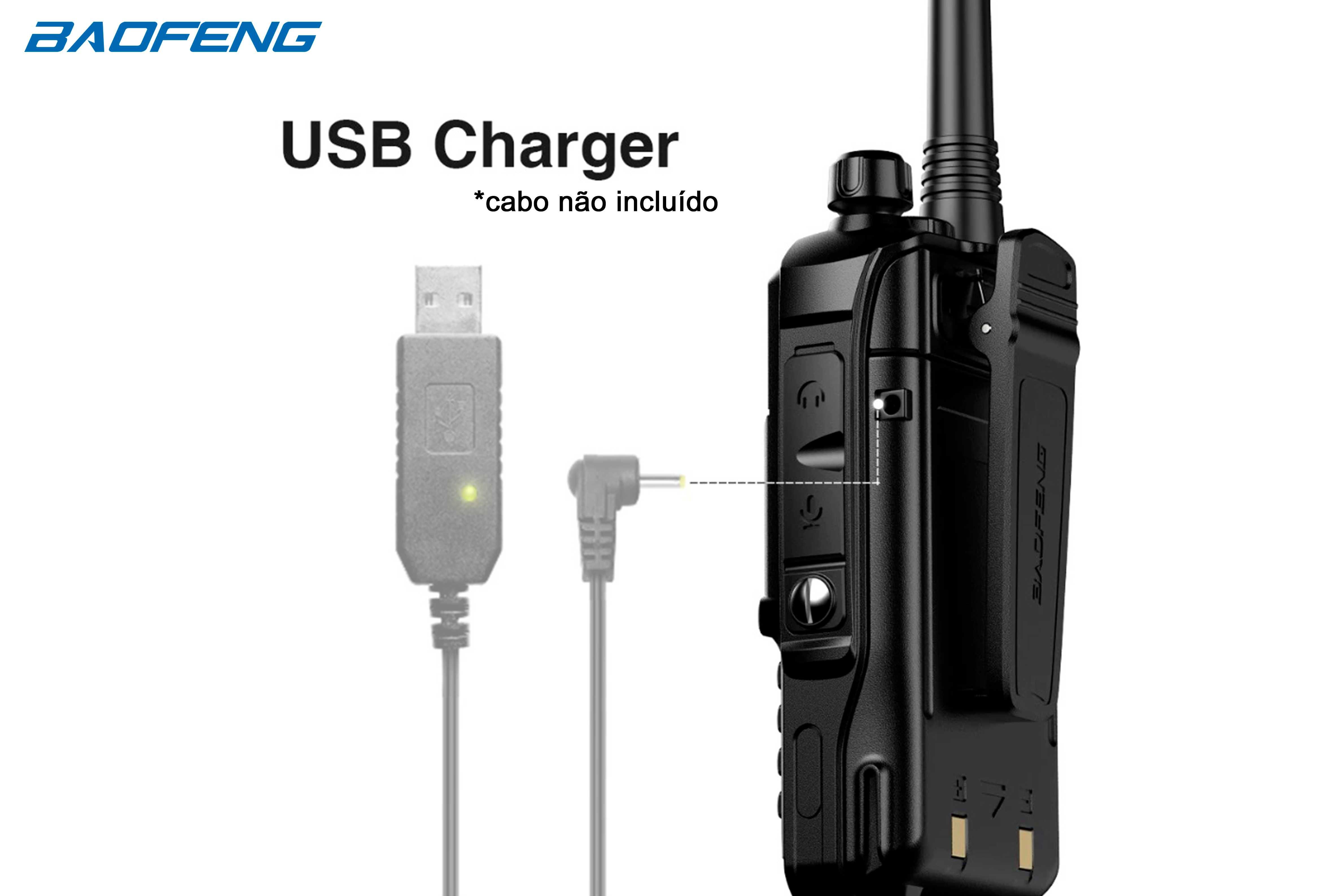 Rádio Baofeng UV-S9 Plus 10wats com carregamento USB