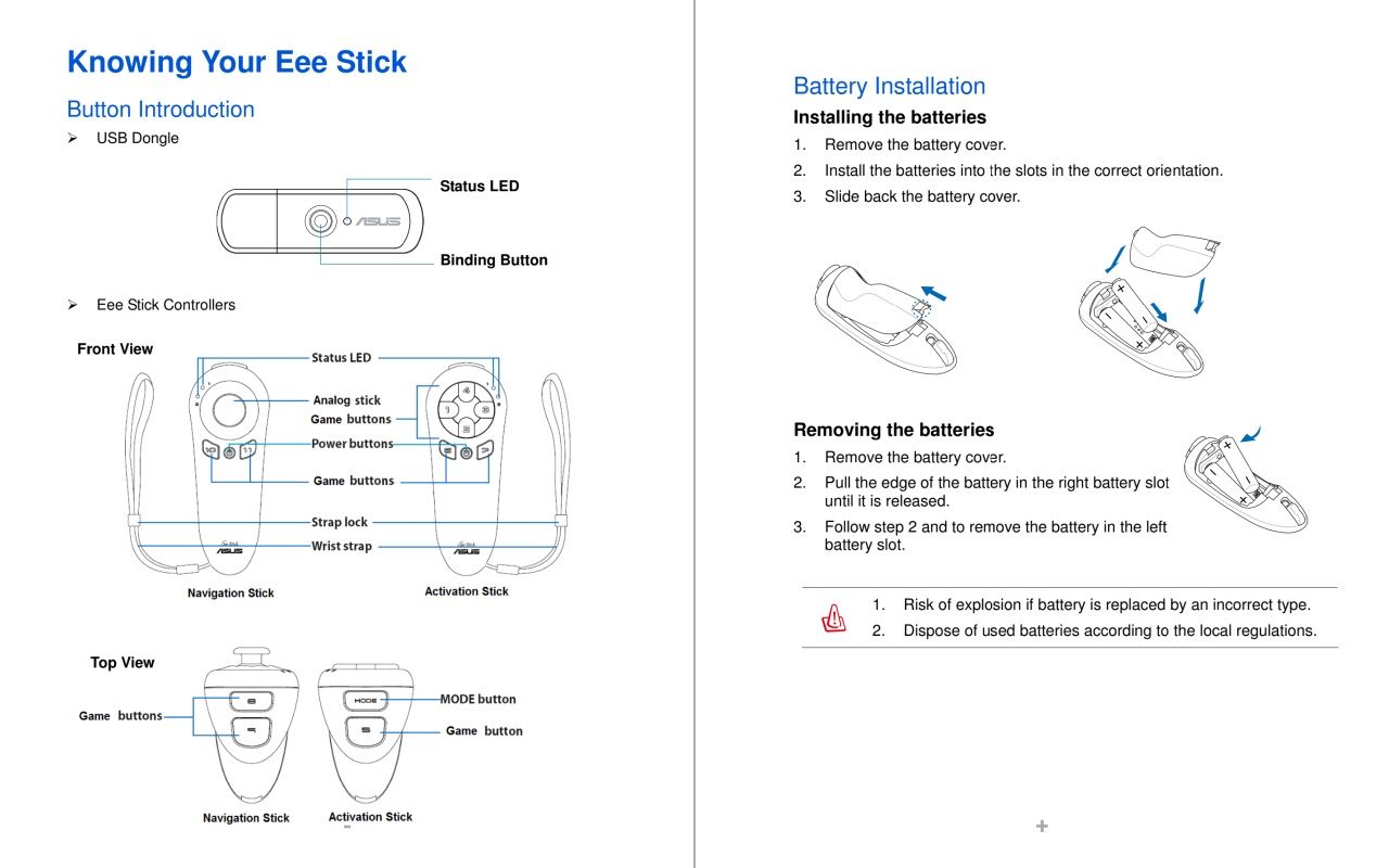 Asus Eee Stick 2 comandos para jogos ou apontador sem fios