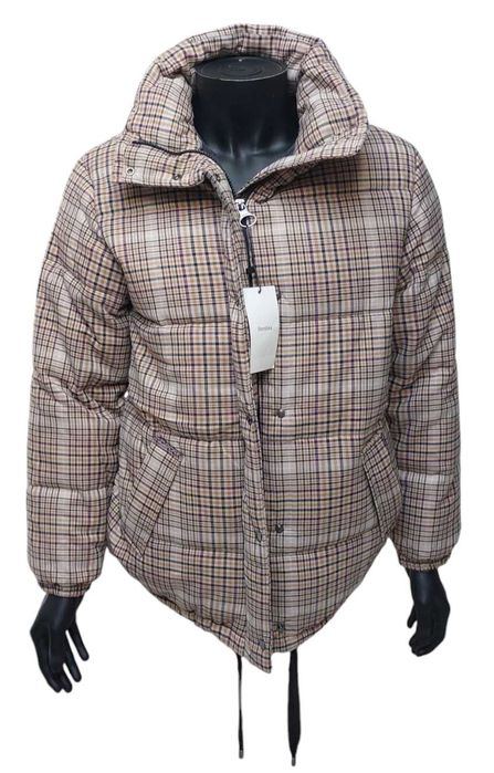 Brązowa kurtka puchowa w kratkę, R. S