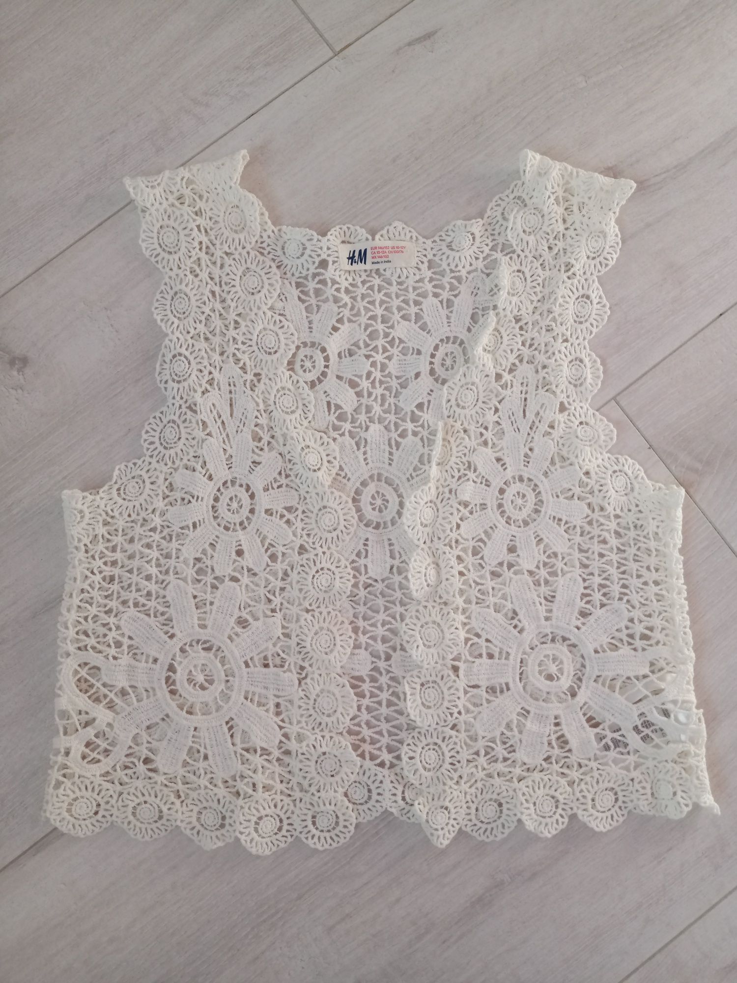 Bolerko 140 146 dziewczęce balik sweterek rozpinany koronka H&M C&A