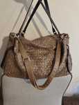 Torba damska skóra naturalna XXL pleciona miejska w stylu boho shopper