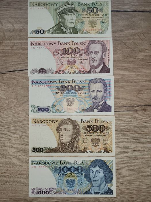 Zestaw banknotów z PRL 50-1000 oryginalne