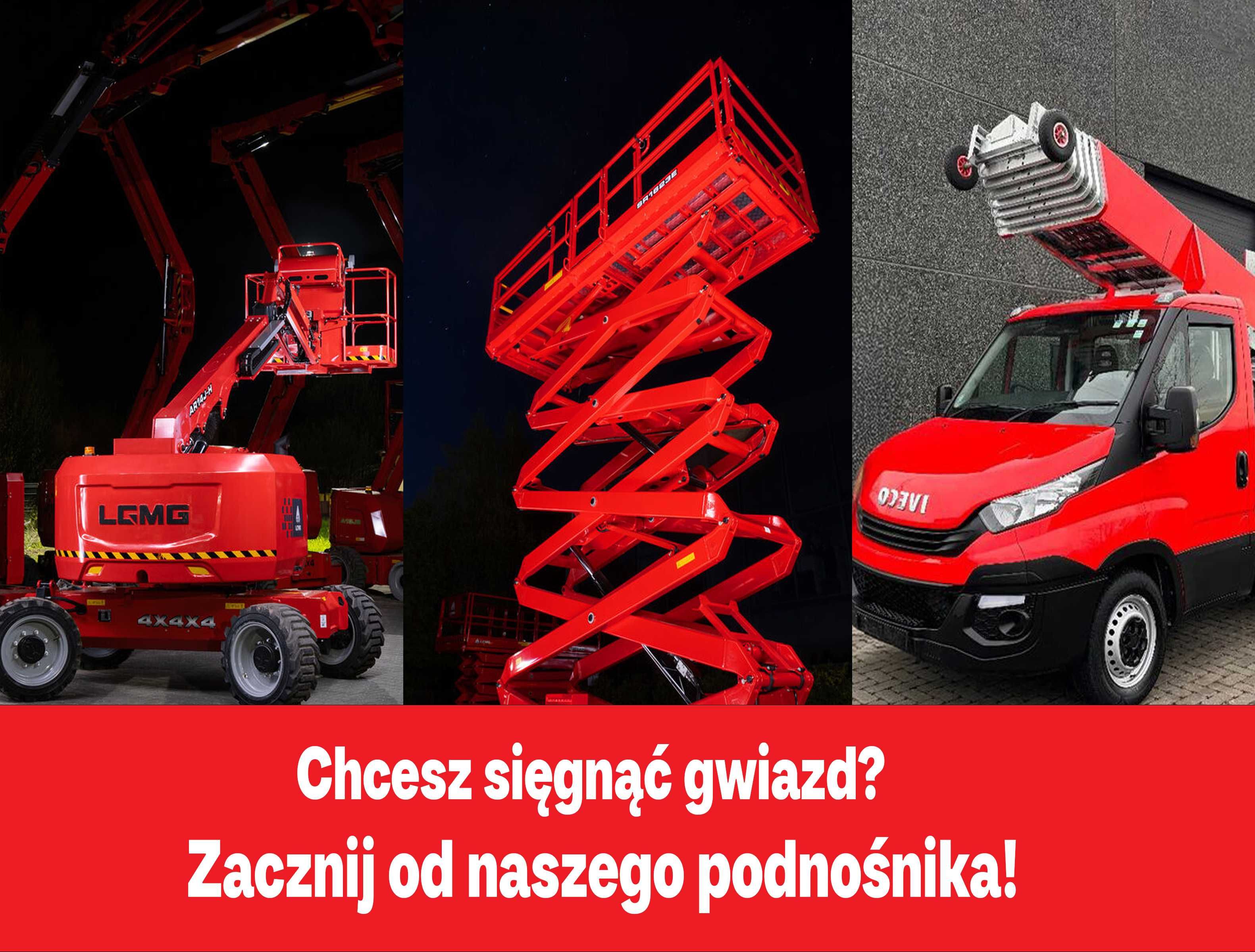 Podnośnik koszowy 16 - 70 m, zwyżka, wynajem podnośników koszowych