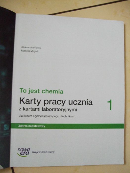 To jest chemia 1, Karty pracy Nowa Era Zakres podstawowy Kwiek