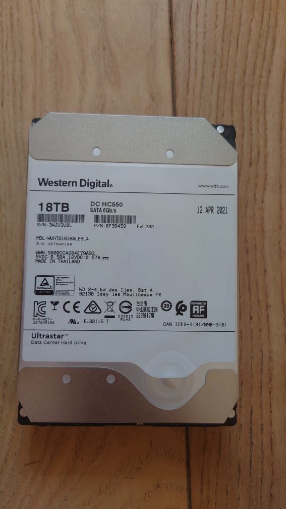 Жесткий диск 3.5" WD Ultrastar DC HC550 18 TB (WUH721818ALE6L4)