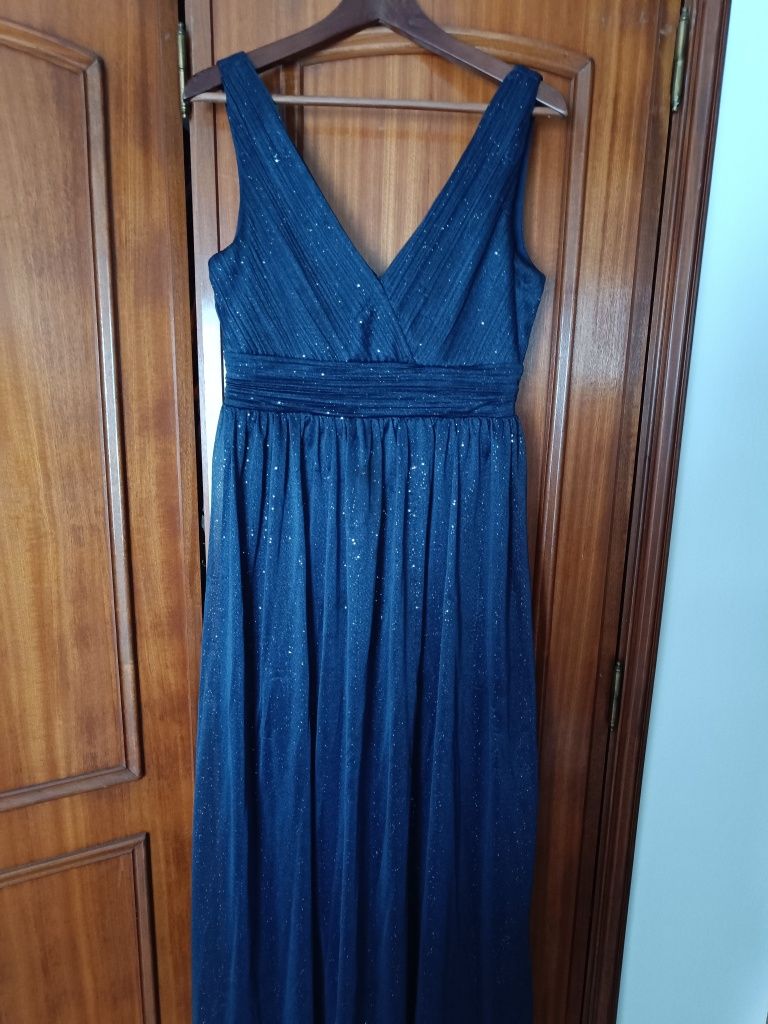 Vestido de cerimónia novo azul marinho com brilhantes.