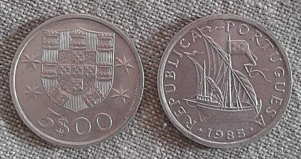 5$00 "Caravela" série de 1963-85: 18 moedas anos diferentes