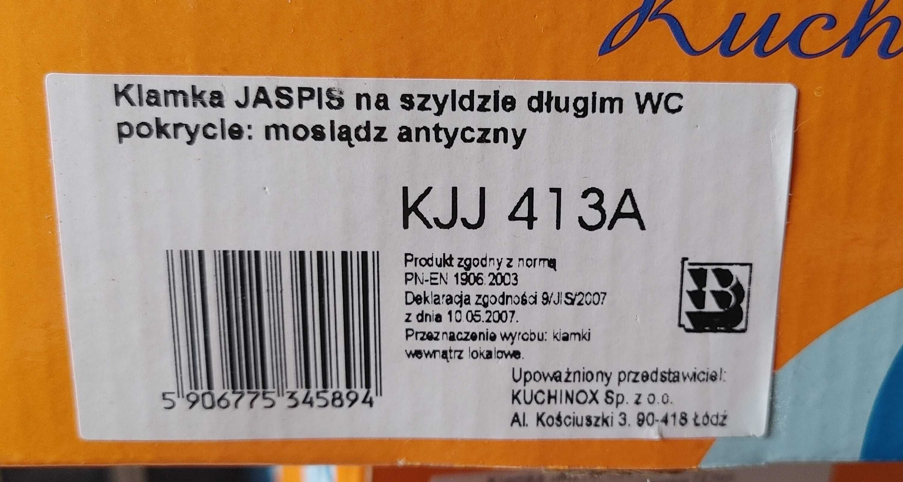 Klamka Jaspis na szyldzie długim z otworem na klucz rozstaw 72mm