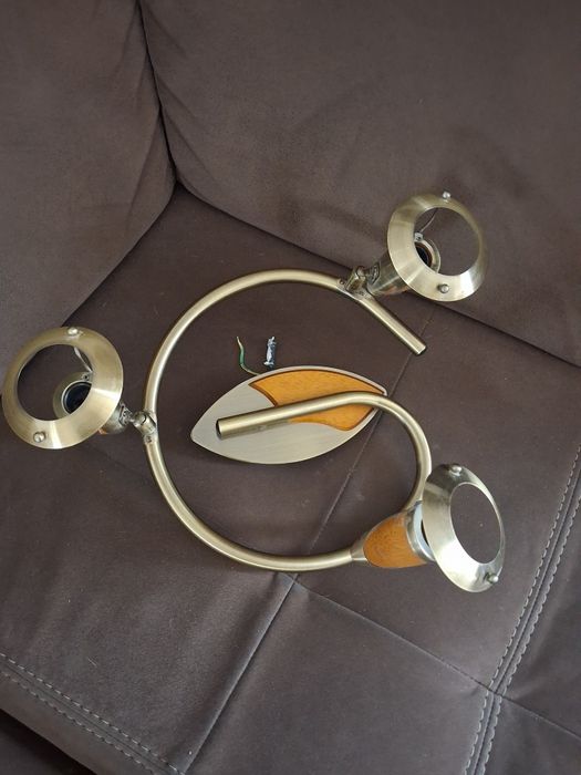 Żyrandol brązowo złoty