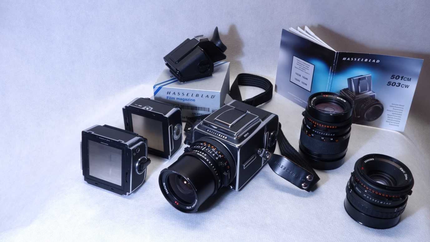 Hasselblad 501 cm + 3 obiektywy + 3 magazynki A12