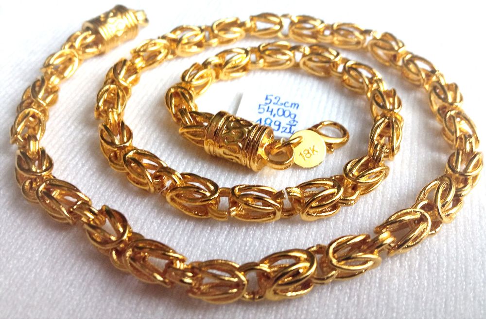 18K Grawer Pozłacany jak Złoty Łańcuszek Naszyjnik Królewski 52cm 6mm