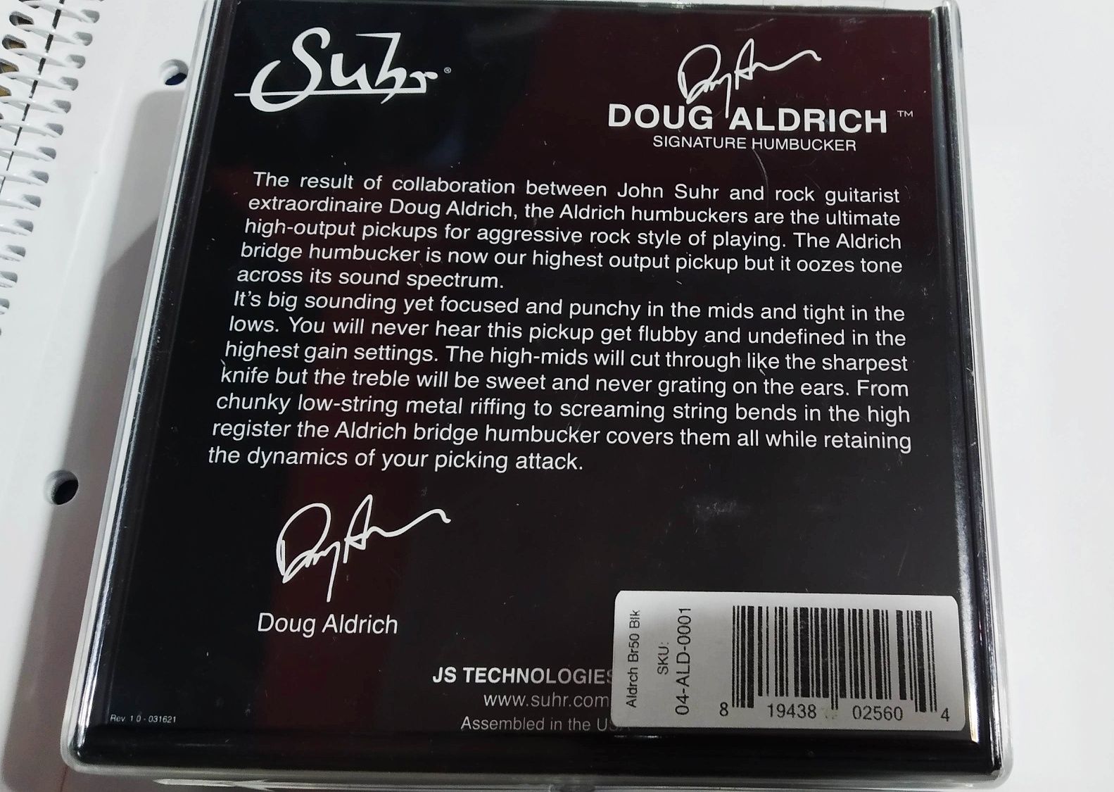 Suhr Doug Aldrich pickup - seymour Duncan - dimarzio