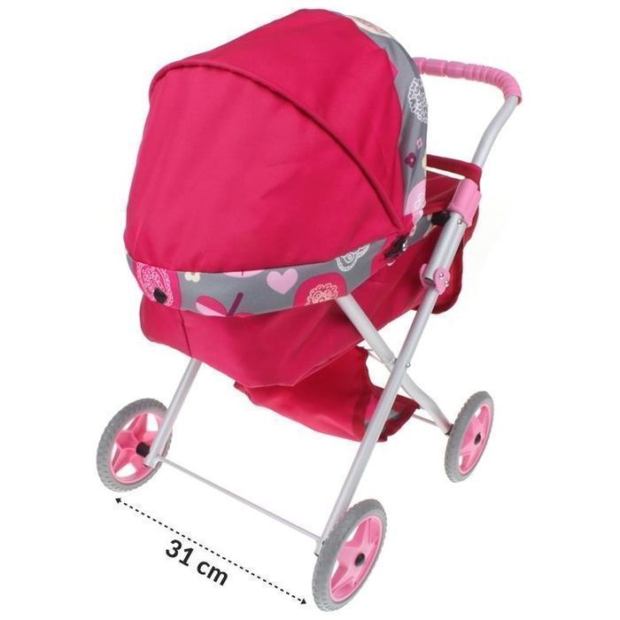 Wózek dla lalek głęboki - malinowy