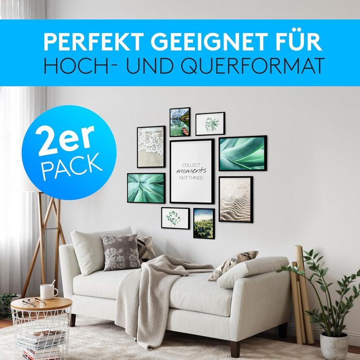 Zestaw 2 Ramek 50 x 70 cm Drewno Czarna