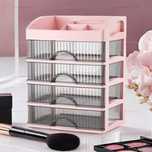 NOWY Organizer pojemnik na kosmetyki 4 półki różowy 33 x 22 x 16,5 cm