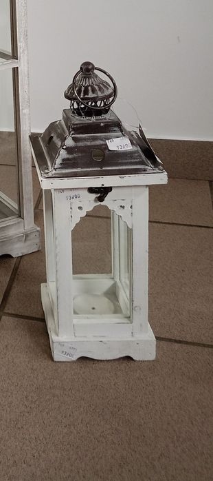 Lampion drewniany postarzany vintage / loft ok 30 cm