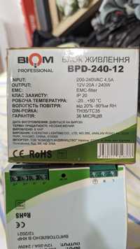 Блок питания Biom Professional DC12 240W BPD-240-12 20A под DIN-рейку