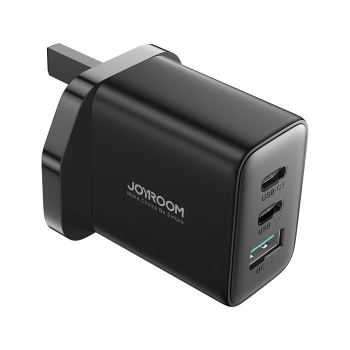 Szybka ładowarka Joyroom 2x USB-C USB-A 32W (wtyczka UK) - czarna