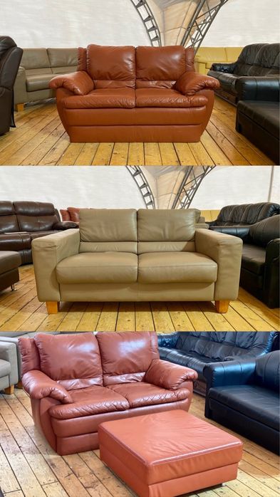 Кожаный, шкіряний диван. Стіл  журнальний  шинуазри,с Европы