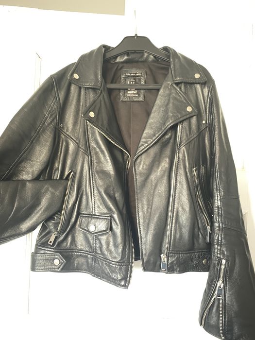 Casaco biker cabedal pele zara
