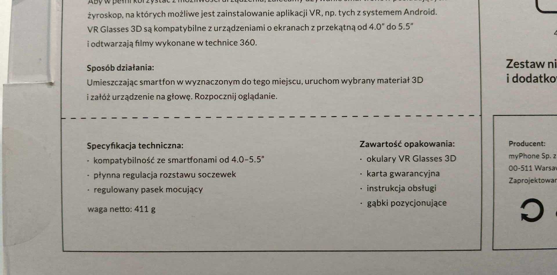 Okulary VR 3D Gogle do smartfona Hykker białe