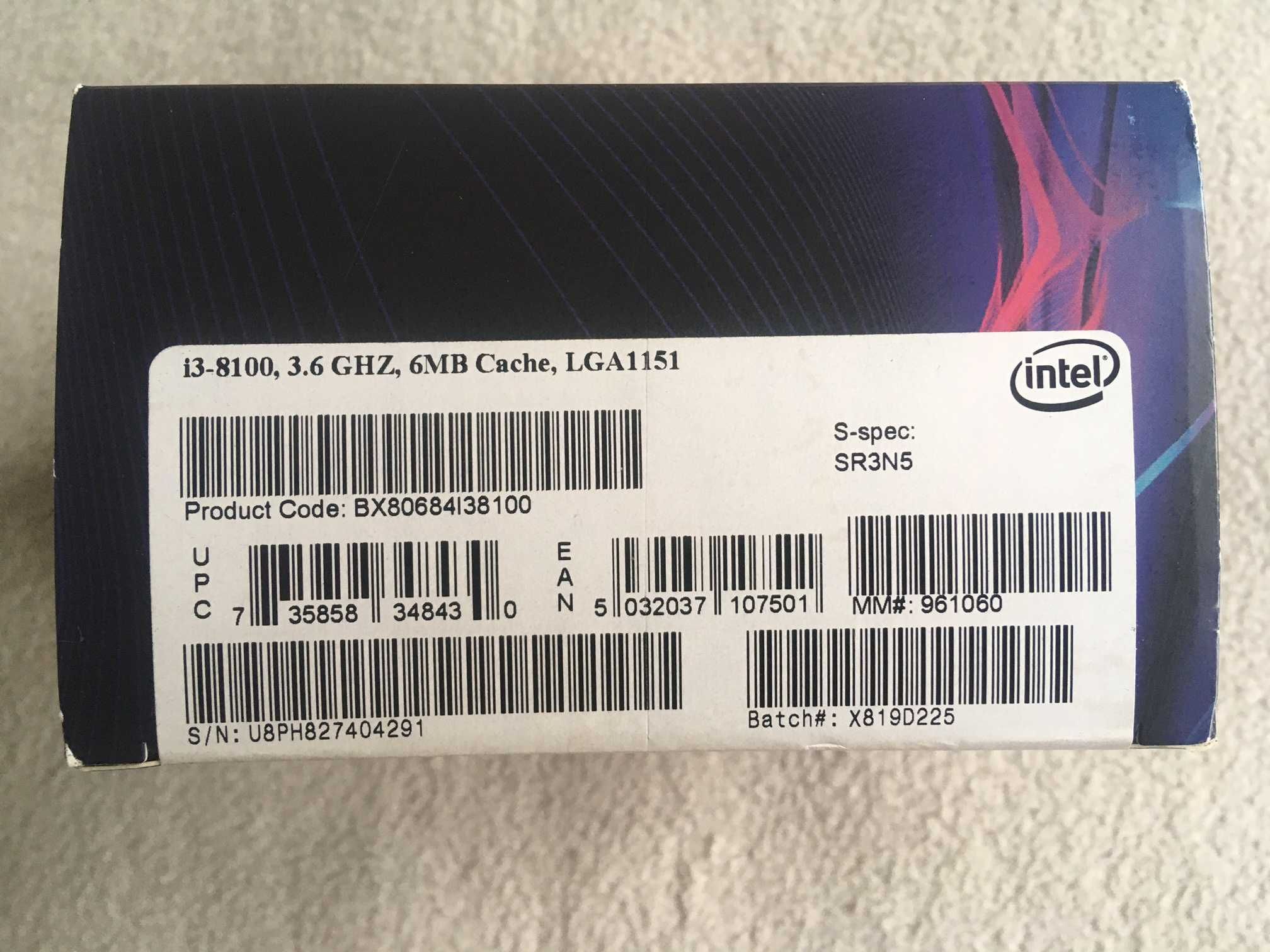 Procesor Intel Core I3 8100 3,6 GHz