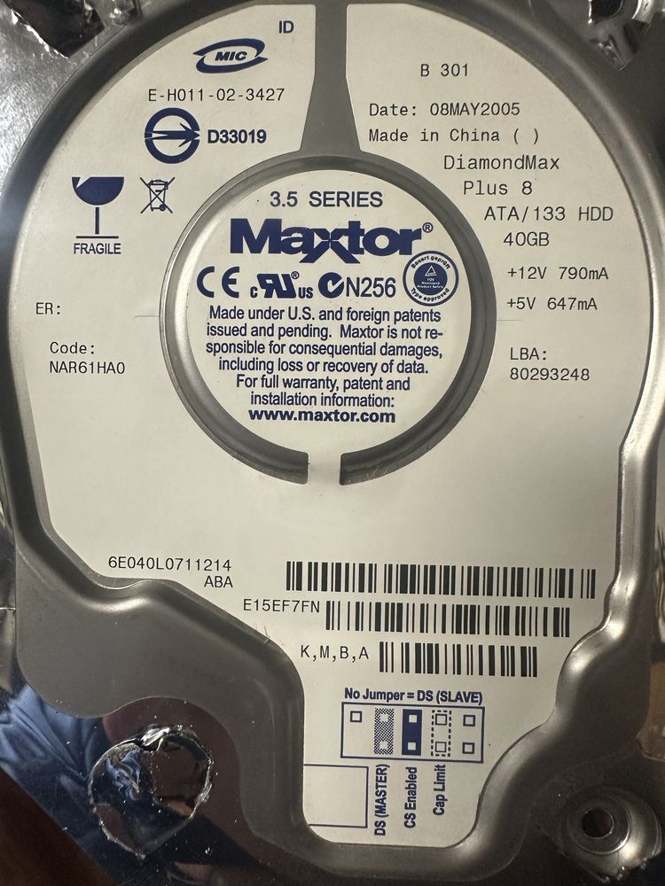 Sprawna elektronika do dysku maxtor DiamondMax ATA/133 40GB