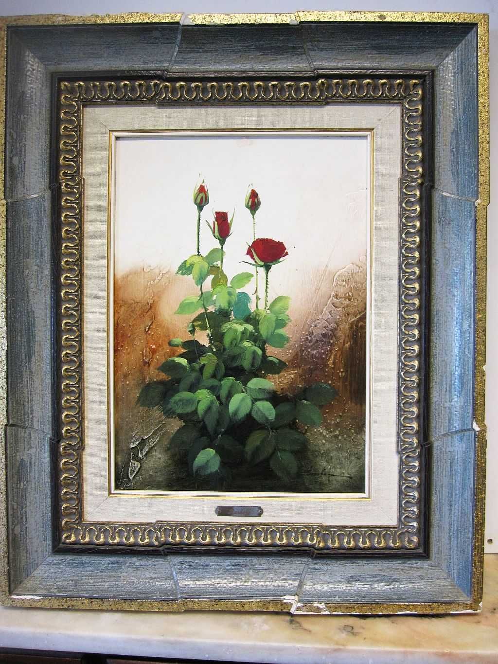 pintura em óleo sobre tela "Rosas" Original - José Barbeta "Barbera"