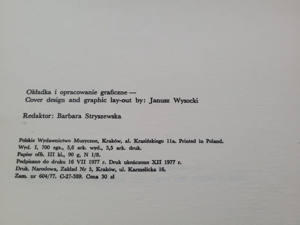 Nuty Historia rymowana o św.Jadwidze /opr.J.Morawski/ 1977 PWM