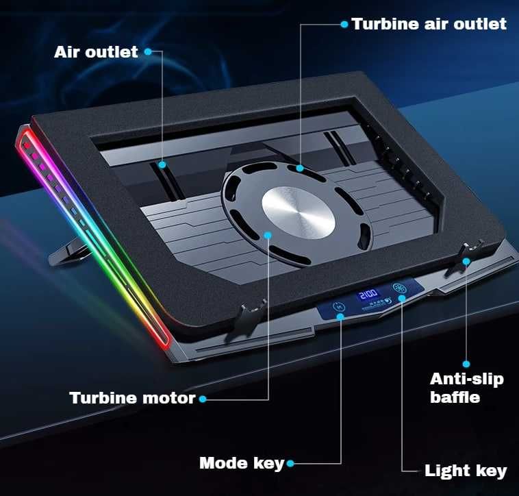Охлаждающая Подставка Coolcold K46 RGB, охлаждение для ноутбуков