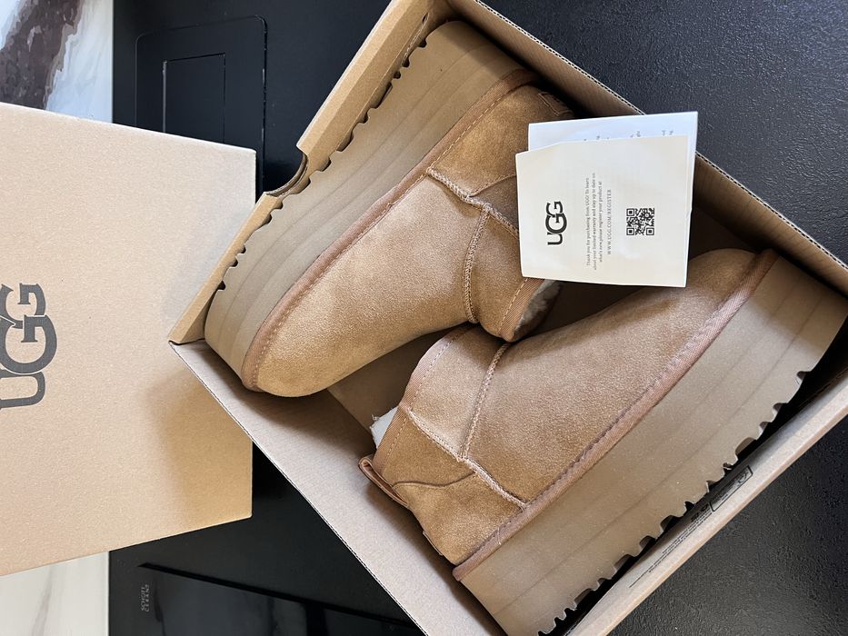 UGG ankle boot platform śniegowce buty brown