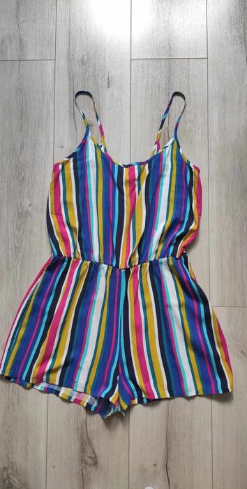 Kombinezon w paski na ramiączkach damski letni M Papaya kolorowy