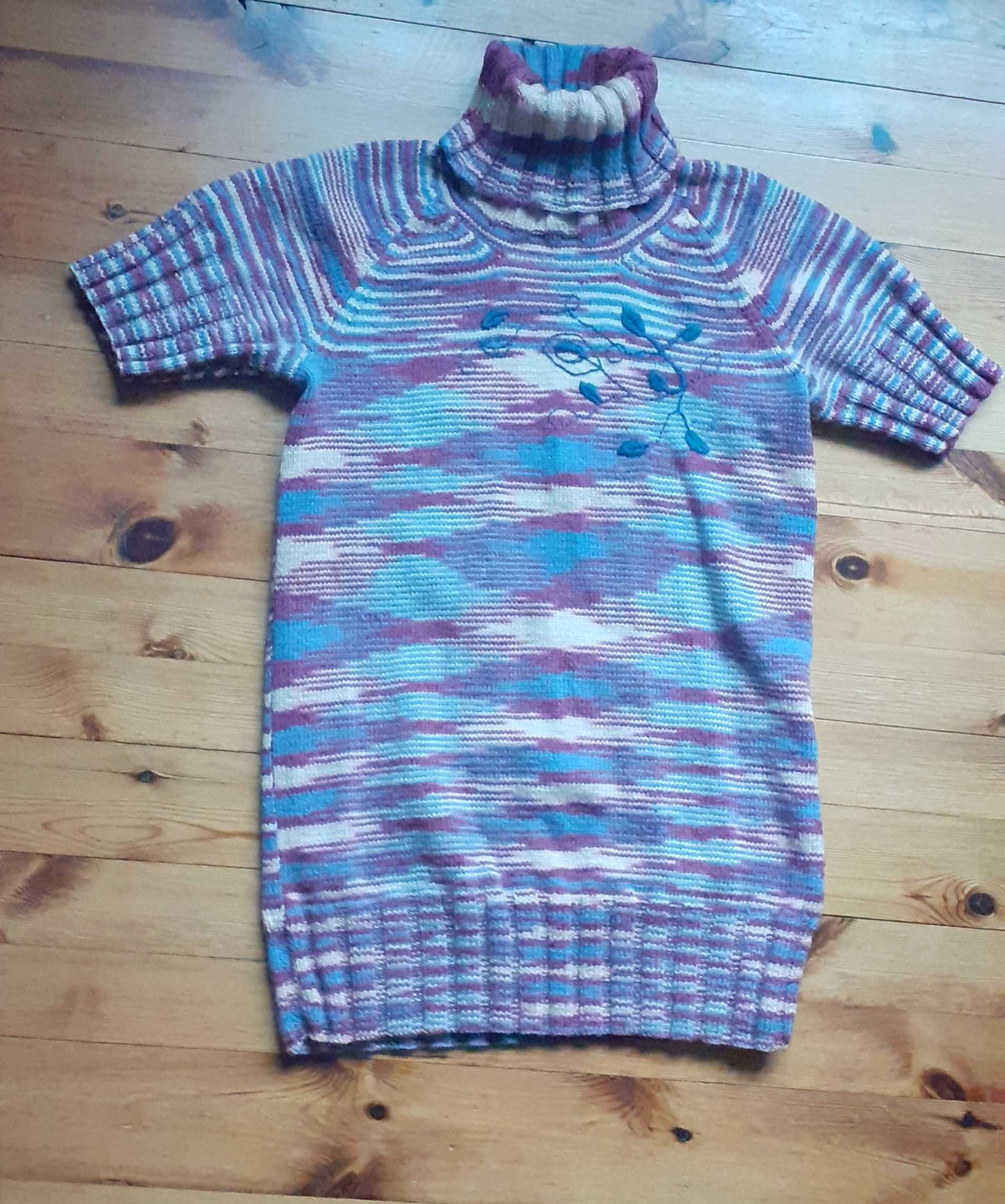 Długi sweter z golfem L XL