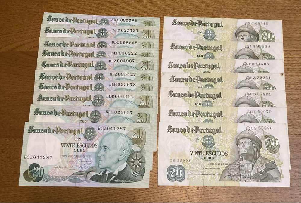 17 notas de 20$00 em bom estado