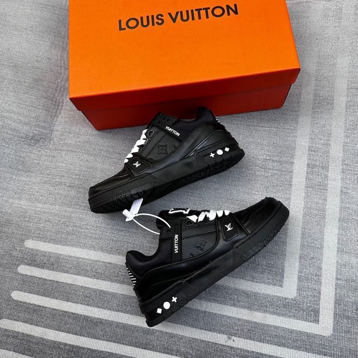 Кроссовки Louis Vuitton Trainer мужские брендовые черные кожаные