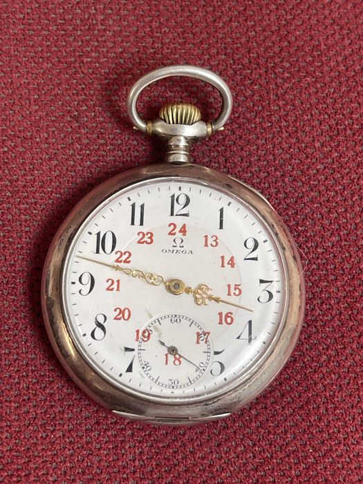 Omega Złocony Srebrny Zegarek Kieszonkowy