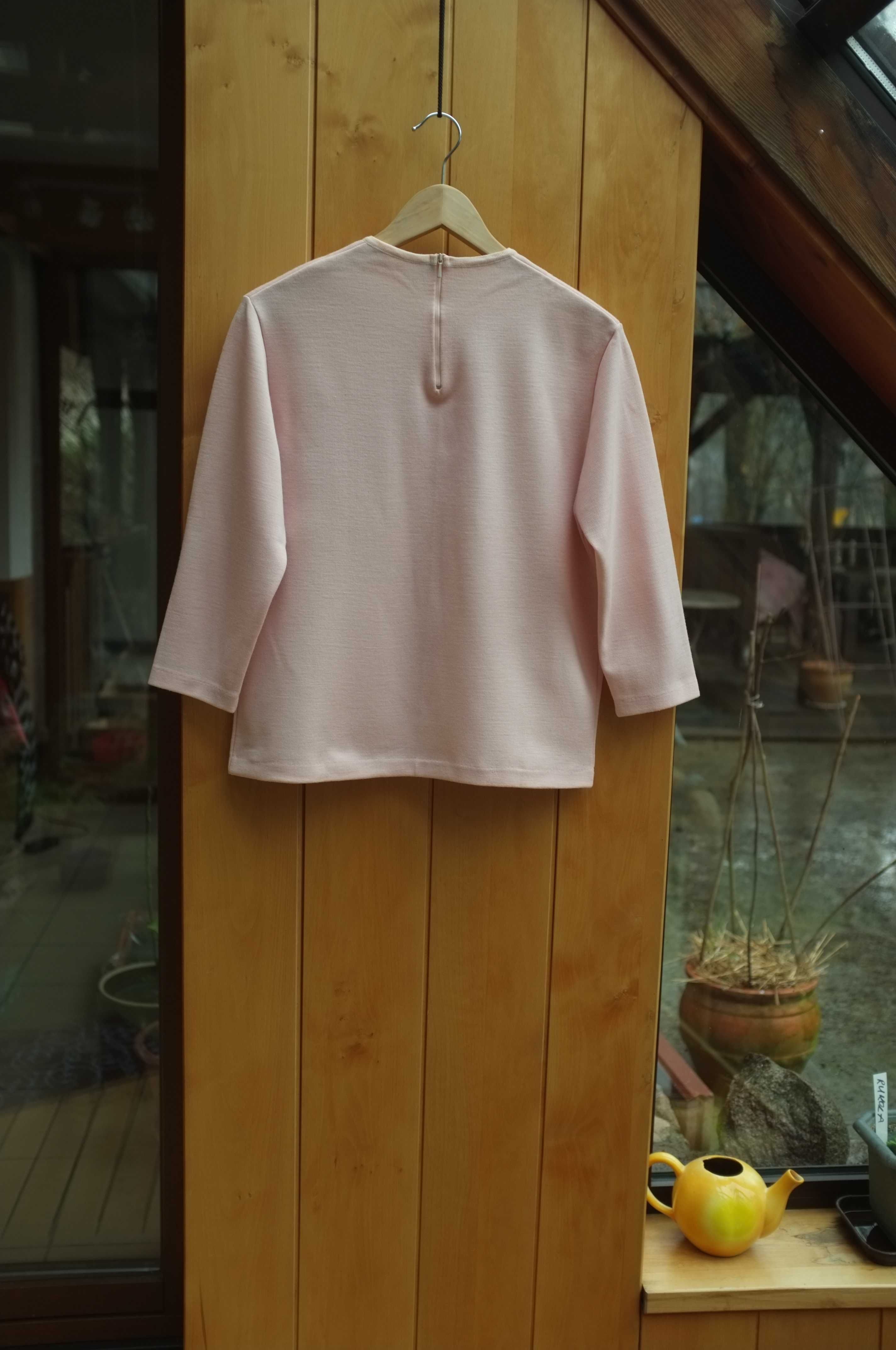 bluzka sweterek lata 60-te real vintage wełna czesankowa baby pink