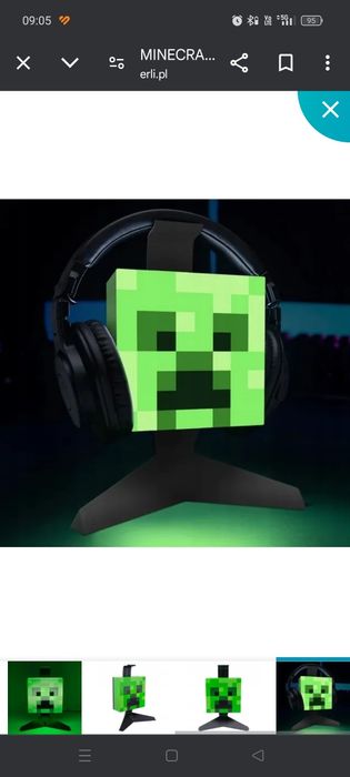 Lampka/stojak na słuchawki Mincraft