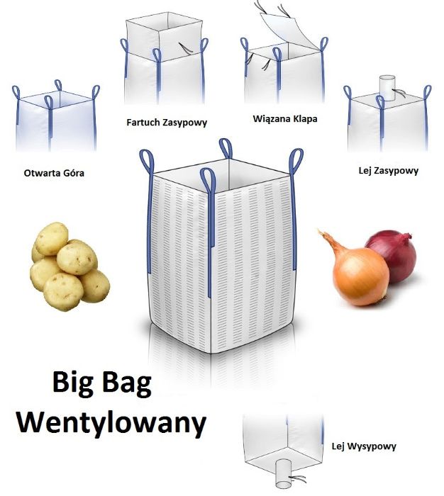 Worek Big Bag do Warzyw Wentylowany, Raszlowy Mocny Udźwig 1200kg!