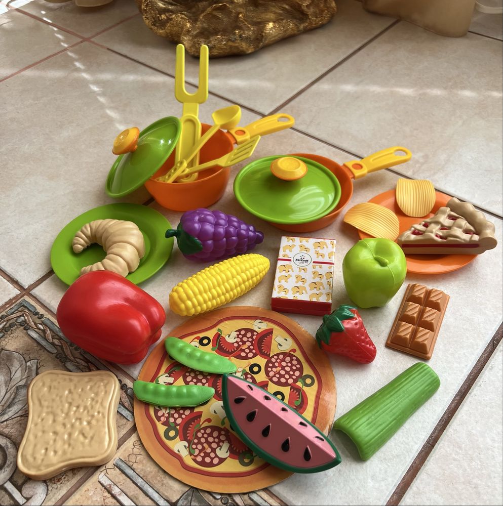 Дитяча кухня, кухоний набор, пластмасова їжа, KidKraft, дитячий посуд