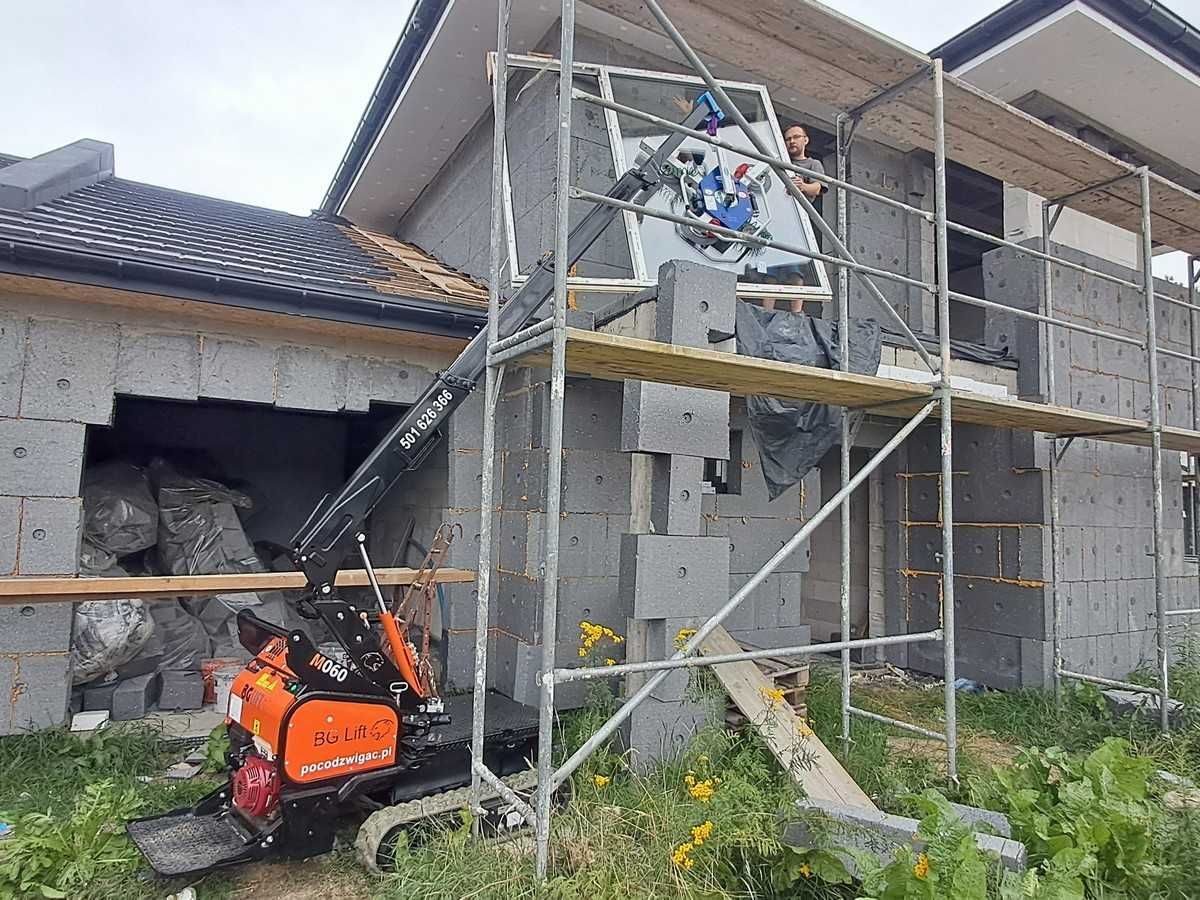 Mini żuraw wynajem BG LIFT M060 manipulator do szkła szyb okien pająk