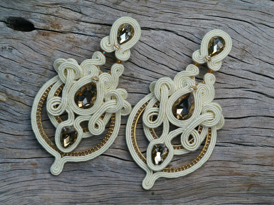 boho ślubne kolczyki sutasz glamour