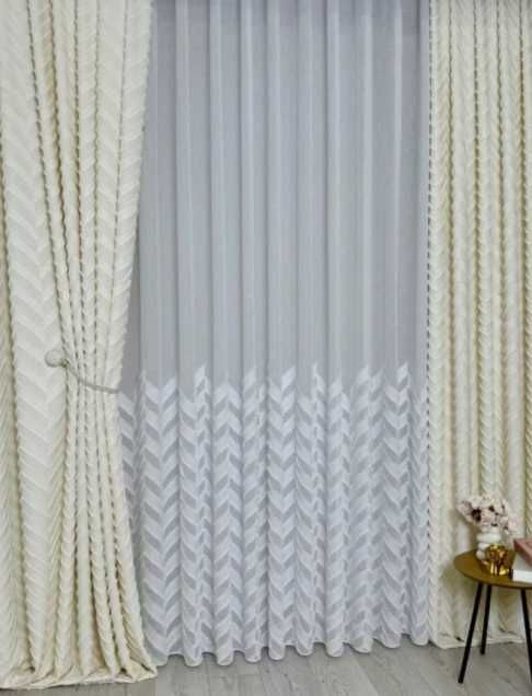 штори в зал льон букле комплект штор