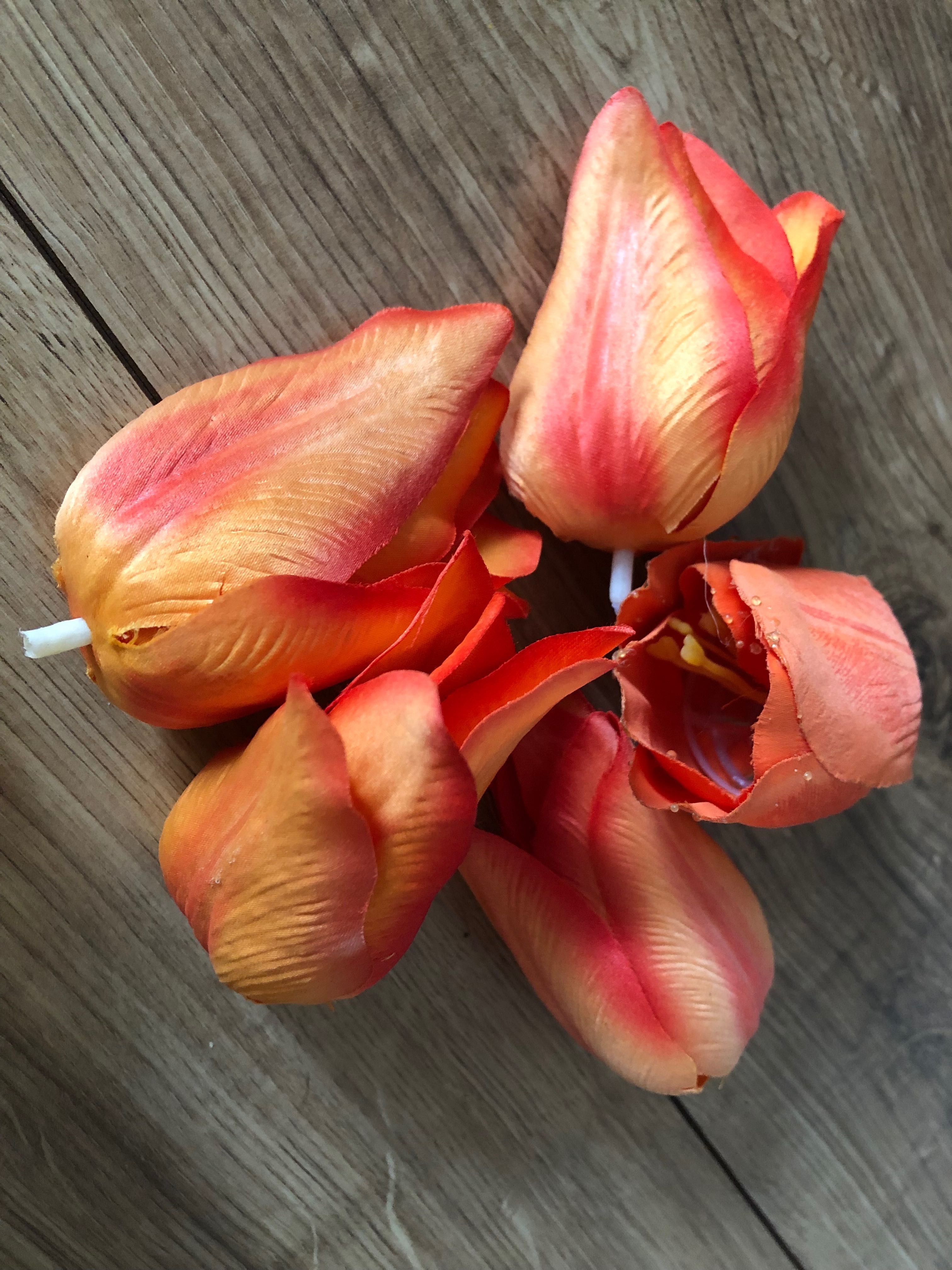Pomarańczowe tulipany główki sztuczne 5szt