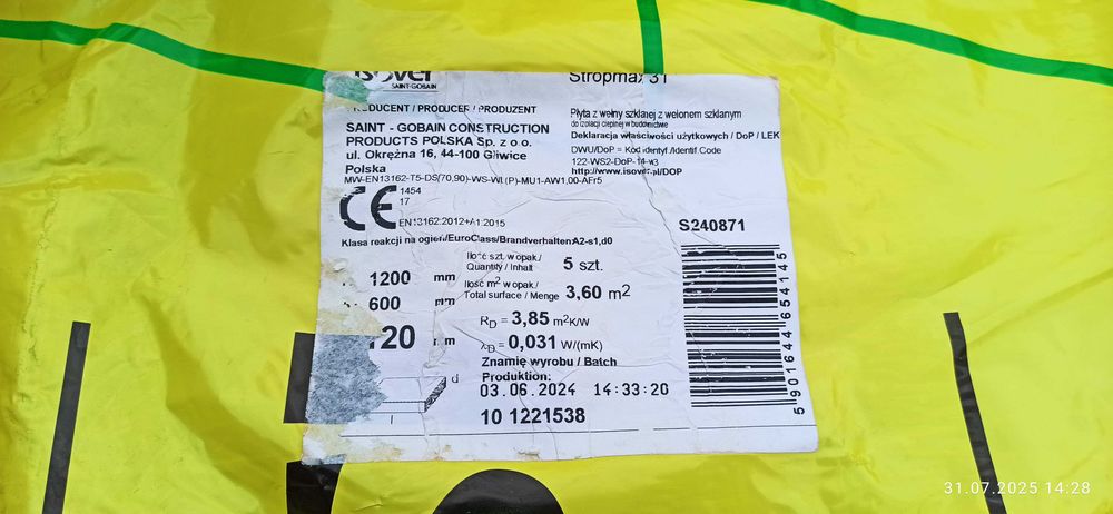 Wełna Isover 12 cm  1 paczka