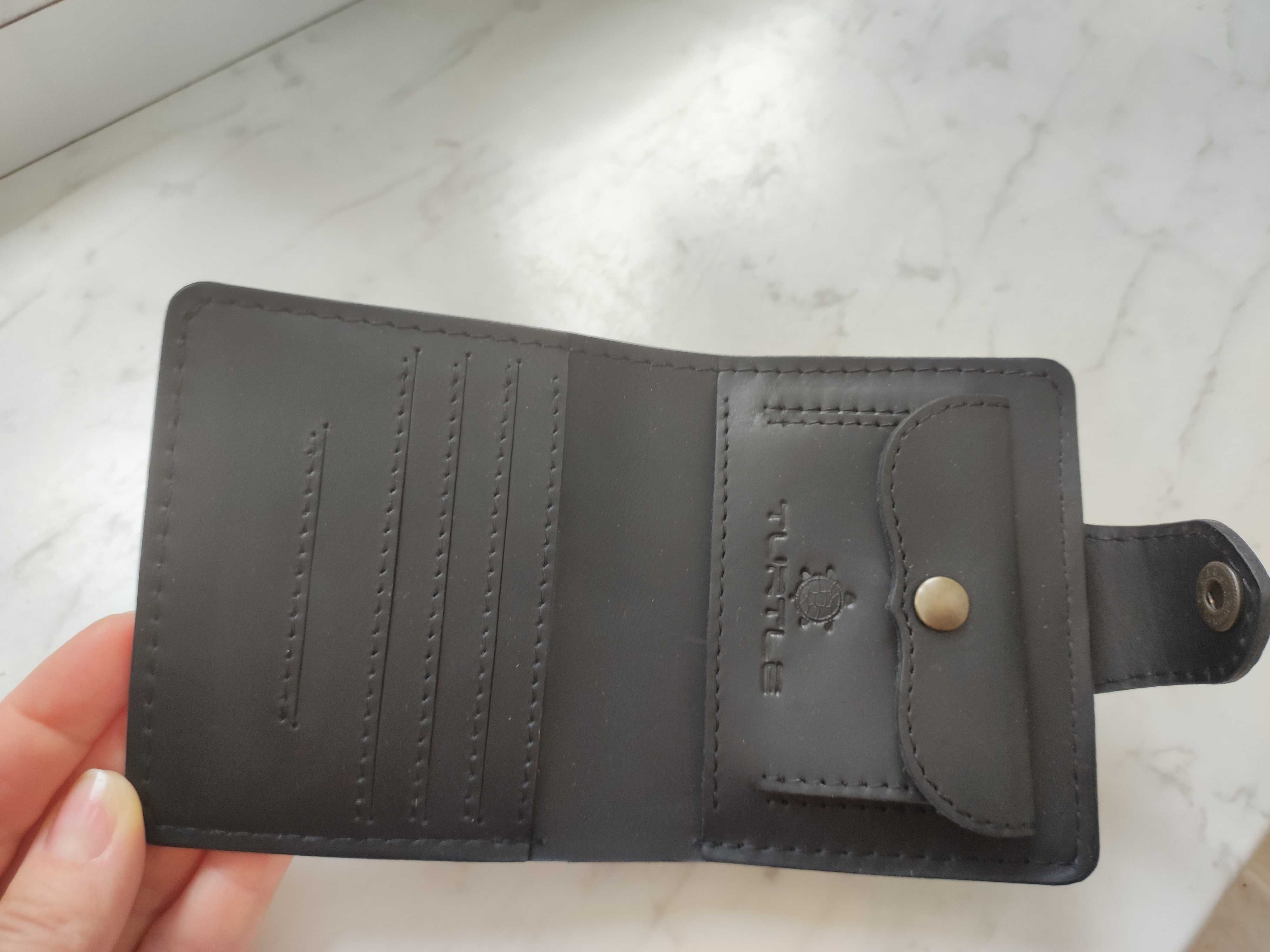 Новий шкіряний гаманець фірми 'Turtle' козак, чорний