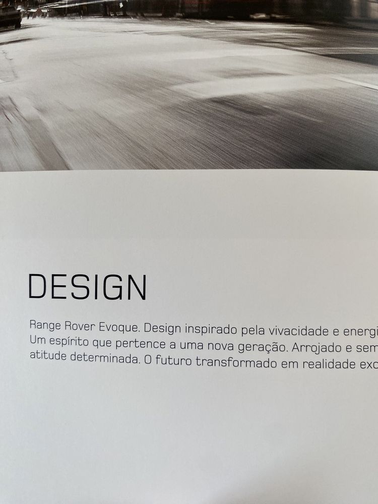 Brochura catálogo do Range Rover Evoque 2012. Versão Portuguesa