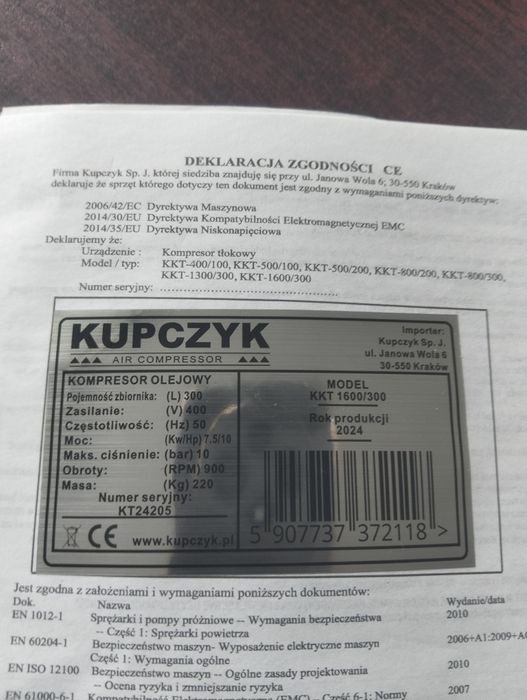 Sprzedam nowy kompresor 7,5 KW