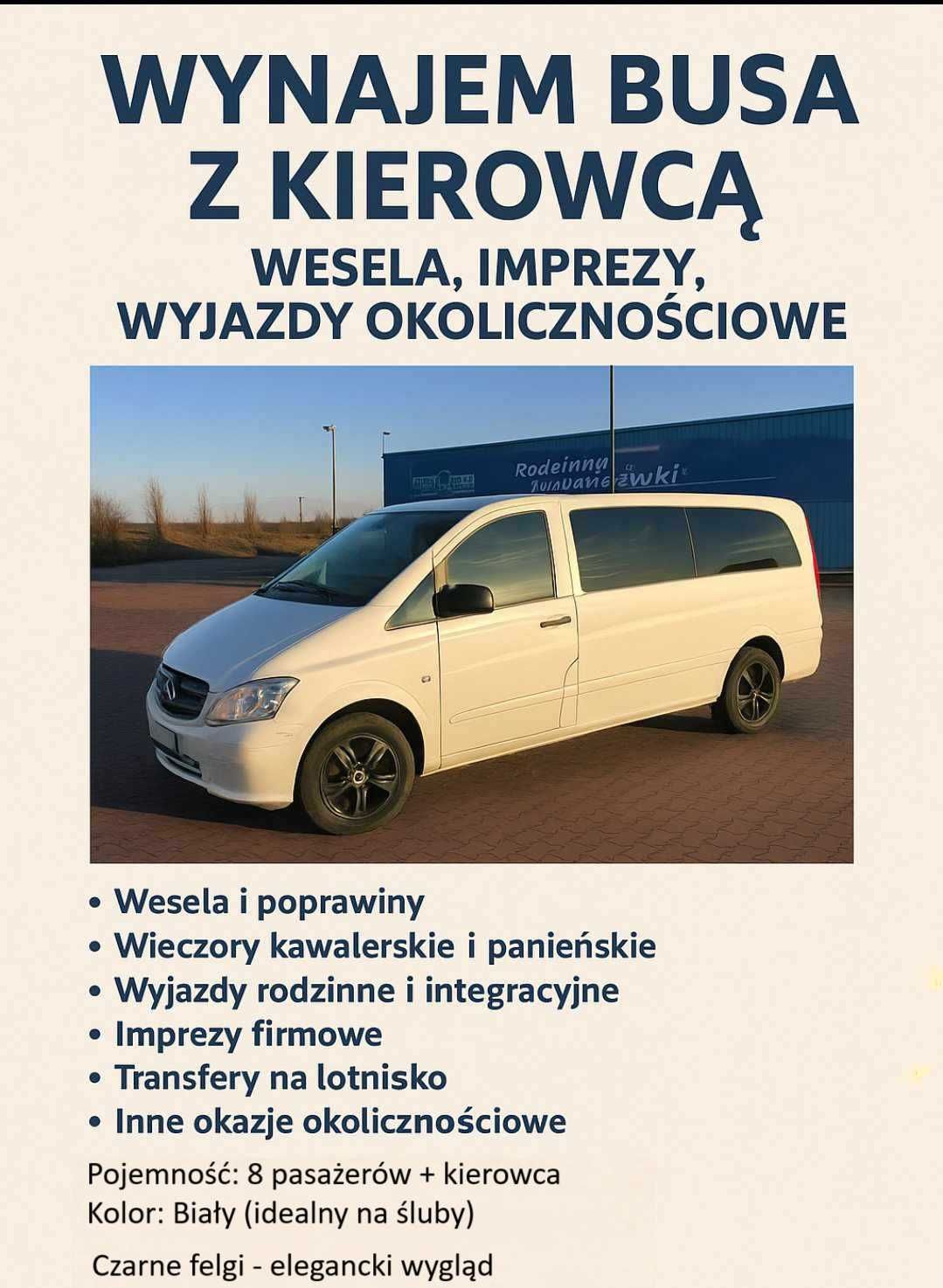 Wynajem busa 9 osobowego z kierowcą na każdą okazje. ZADZWOŃ!!!