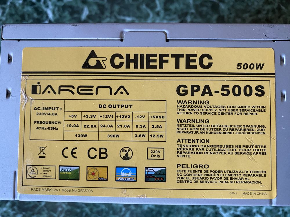 Блок живлення до ПК Chieftec GPA-500S/Evga 600w